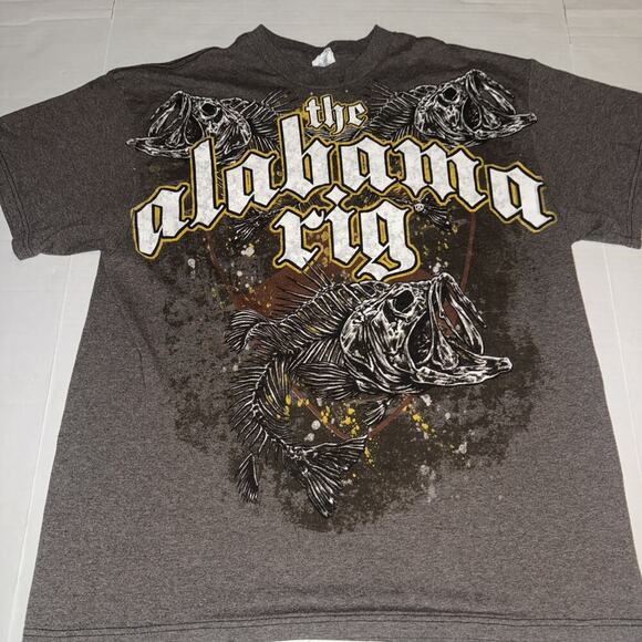 Delta Other - y2k Cyber Goth Skeleton Fish Graphic Shirt The Alabama Rig size XL Grunge Skater